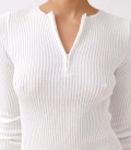 Cindy ribbed mini dress with zipper neckline milk