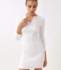Cindy ribbed mini dress with zipper neckline milk