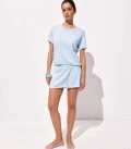 Wrap mini skirt Liora  light blue