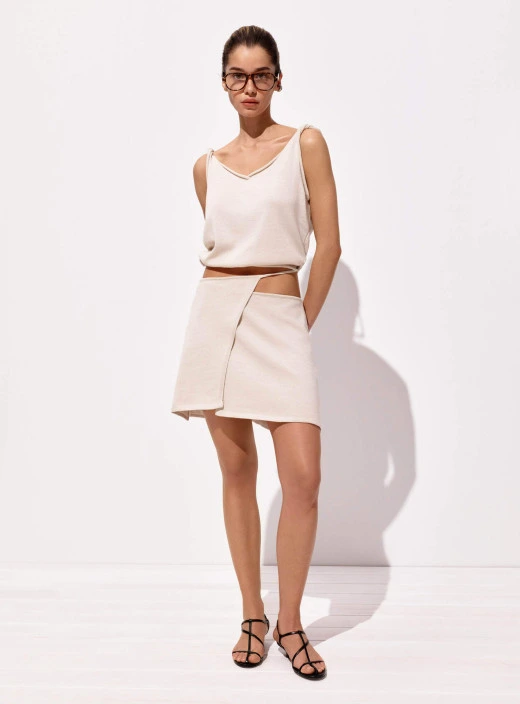 Wrap mini skirt Liora ivory