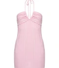 Vira mini dress with tie at the neckline pink