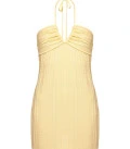 Vira mini dress with tie at the neckline yellow