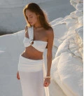 Skirt with a belt with a lapel Luna milk