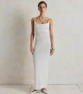 Theya dress in delicate viscose with an accent neckline milk