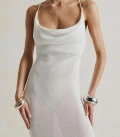 Theya dress in delicate viscose with an accent neckline milk