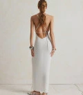 Theya dress in delicate viscose with an accent neckline milk