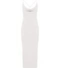 Theya dress in delicate viscose with an accent neckline milk