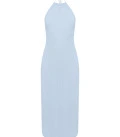 Openwork dress with an open back Leya light blue