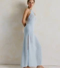 Openwork dress with an open back Leya light blue