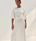 Openwork knit dress with sleeve Estelle milk