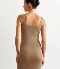 Mini dress in elastic band caramel