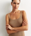 Mini dress in elastic band caramel