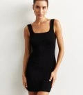 Black elasticated mini dress