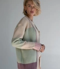 Color-block cardigan cream