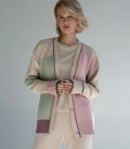 Color-block cardigan cream