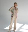 Color-block cardigan cream