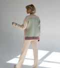Color-block cardigan cream