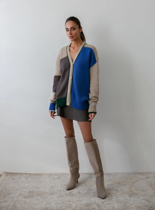 Color Block Cardigan beige