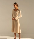 Dress with a-line skirt cream
