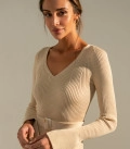 Dress with a-line skirt cream