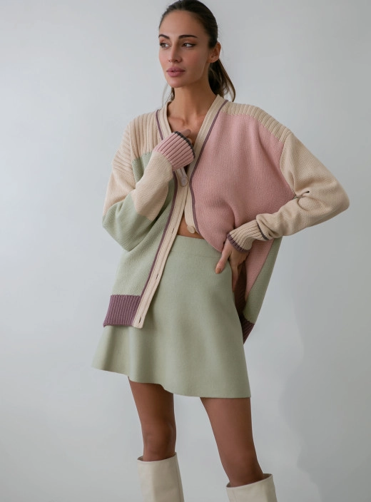 Mini skirt made of dense jersey light olive