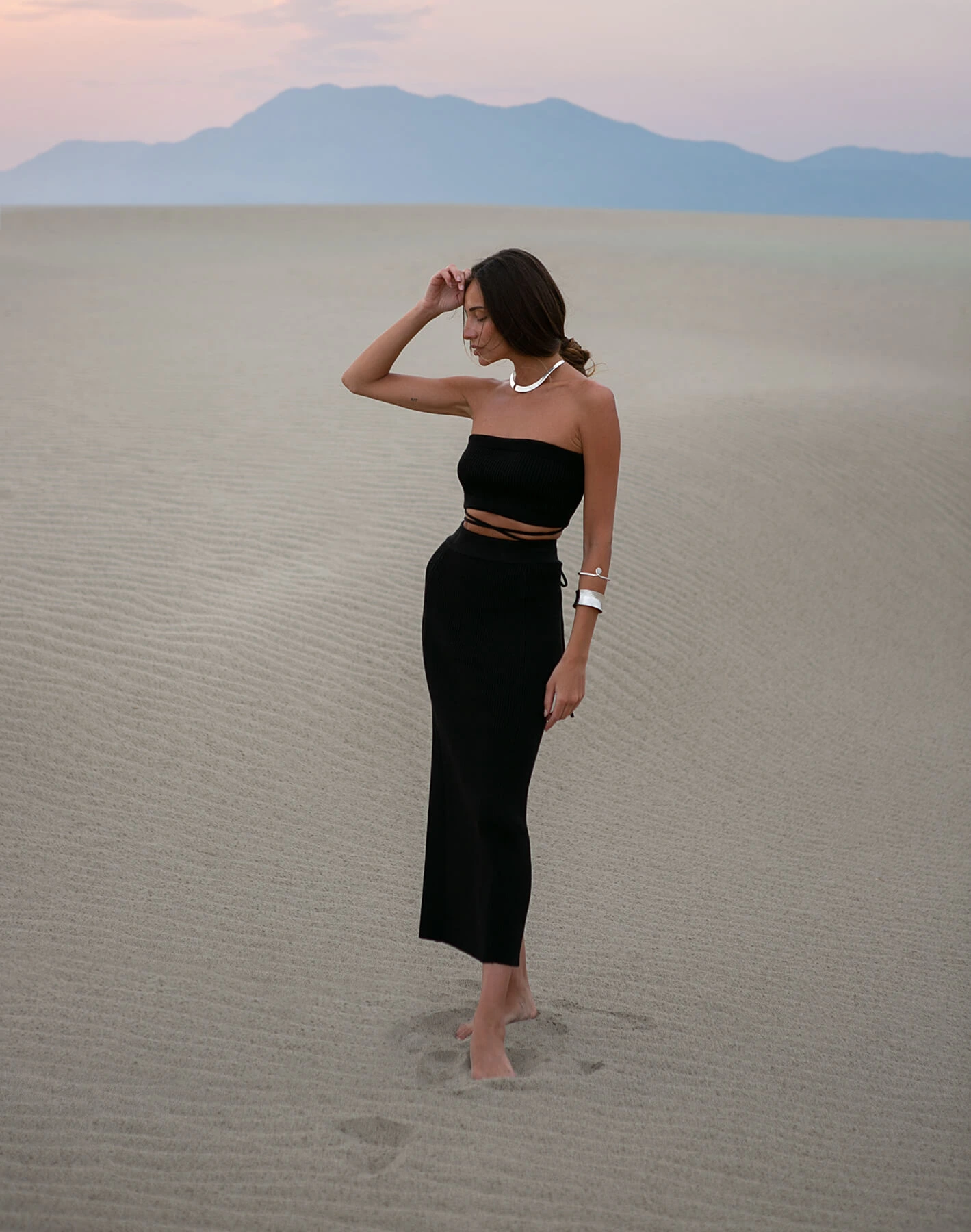 Straight-Cut Black Midi Skirt by 25 UNION