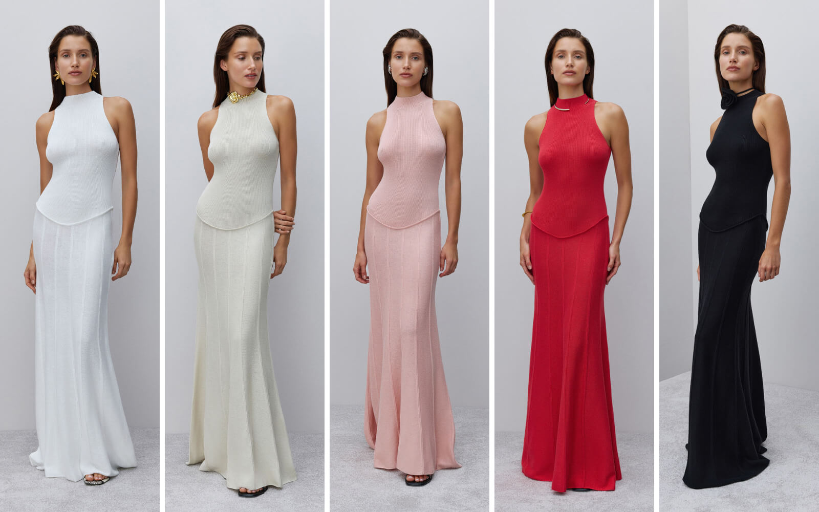 Длинные вечерние платья от 25 Union: черное, красное, молочное, пудровое и айвори