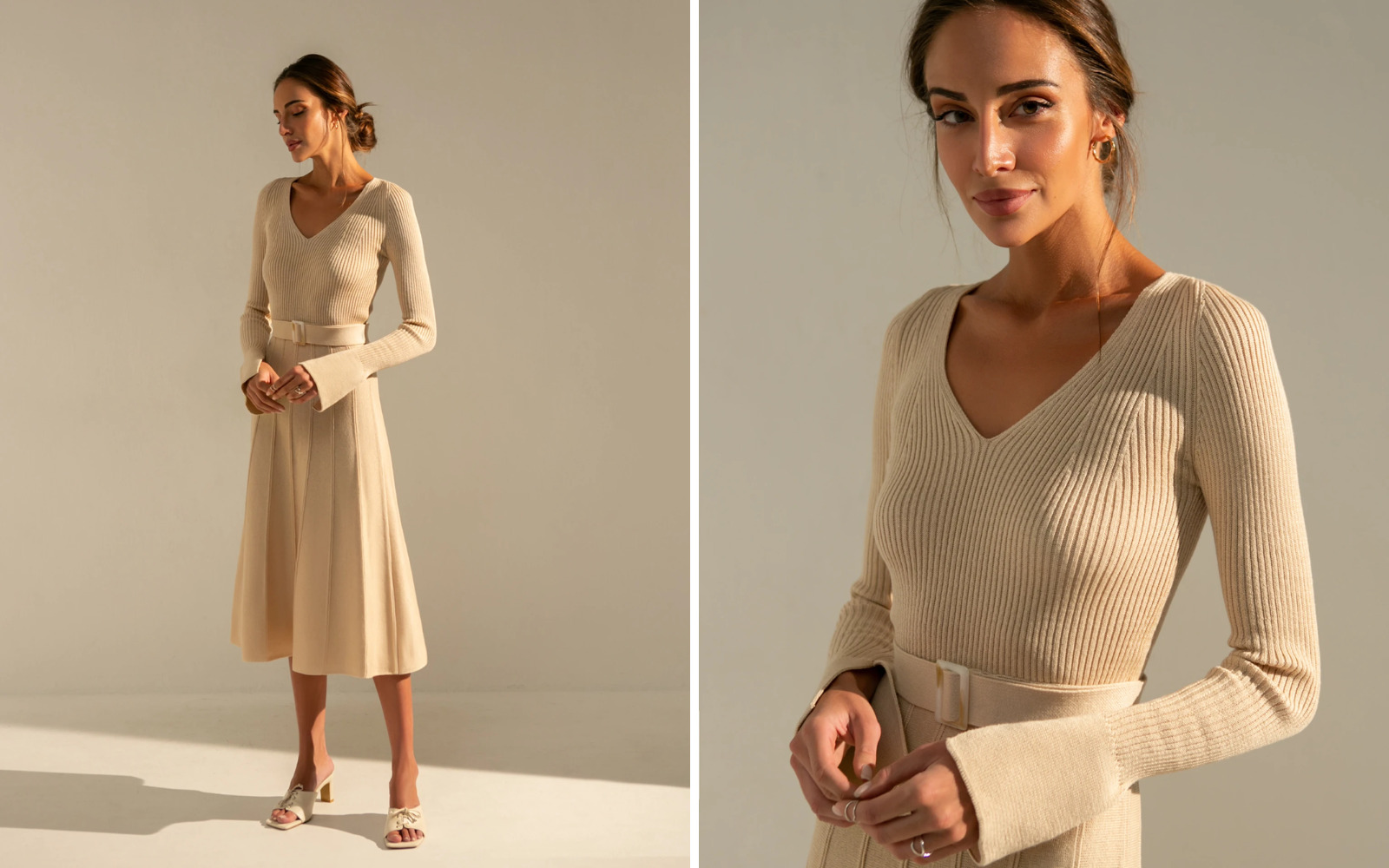 Офисное платье с юбкой трапеция для женщин с фигурой перевернутый треугольник, 25 Union Казахстан