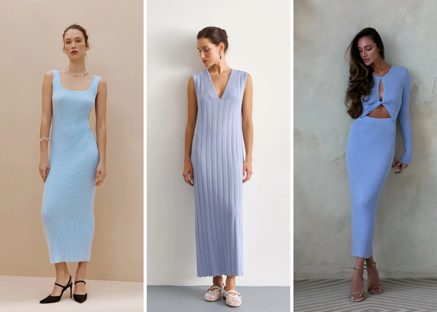 Оттенки голубого в платьях 25 юнион: небесно-голубой, васильковый, светлый бирюзовый