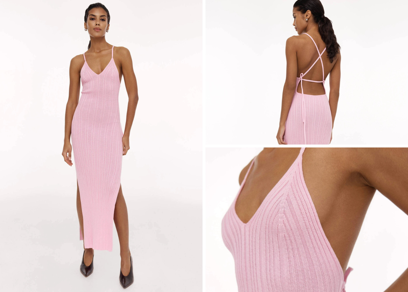Open pink dress with an open back and slits on the legs, perfect for summer, 25 Union Kazakhstan