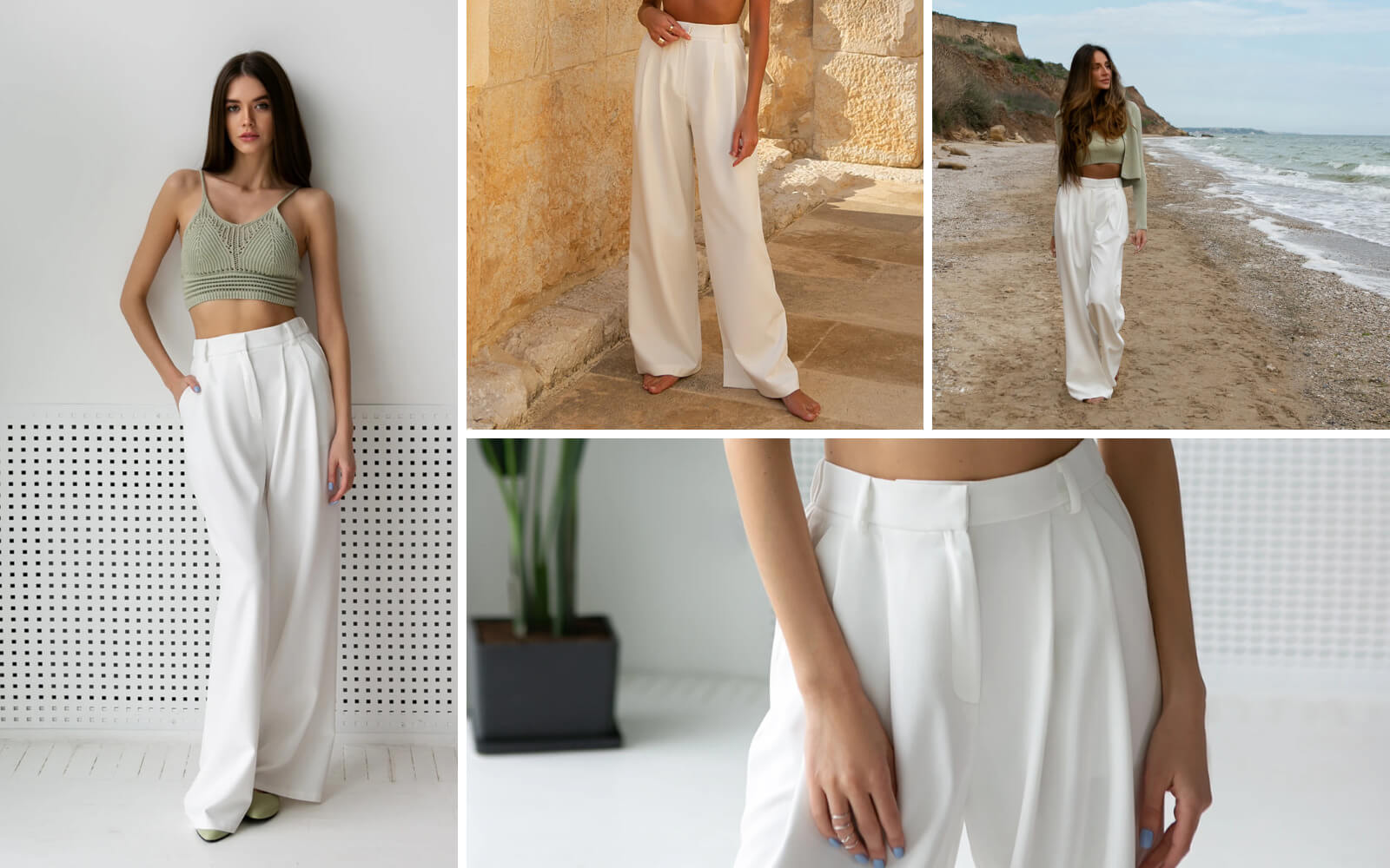 White wide palazzo pants, 25 Union Kazakhstan