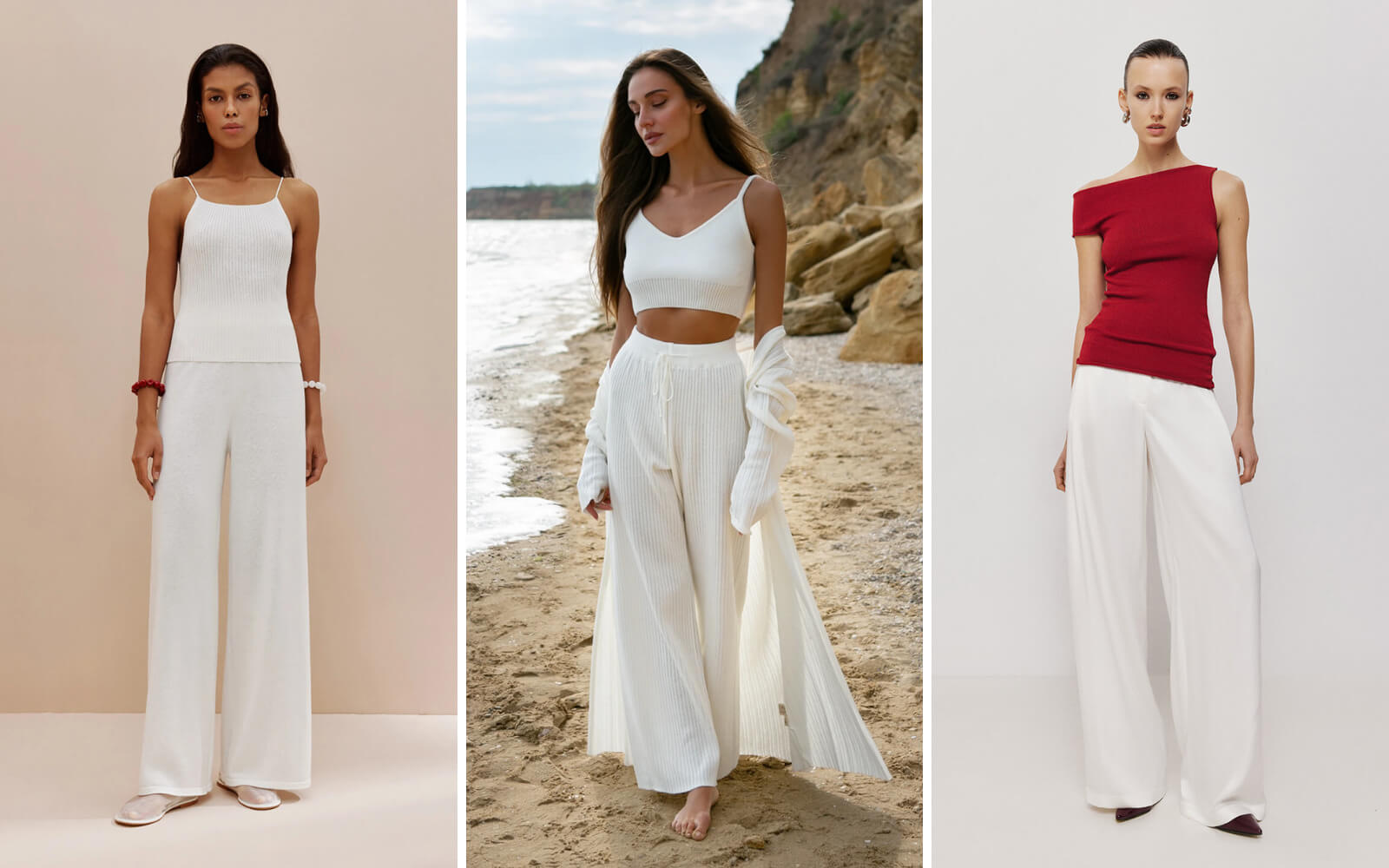 White palazzo pants for the office and everyday wear, 25 Union Kazakhstan