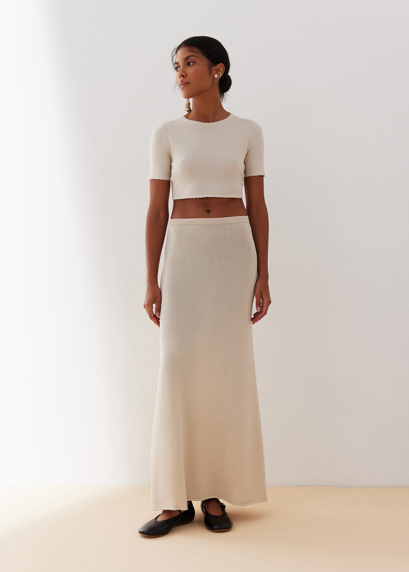 Elegant evening knitted suit with a long skirt and a shimmering viscose top, 25 Union Kazakhstan photo
