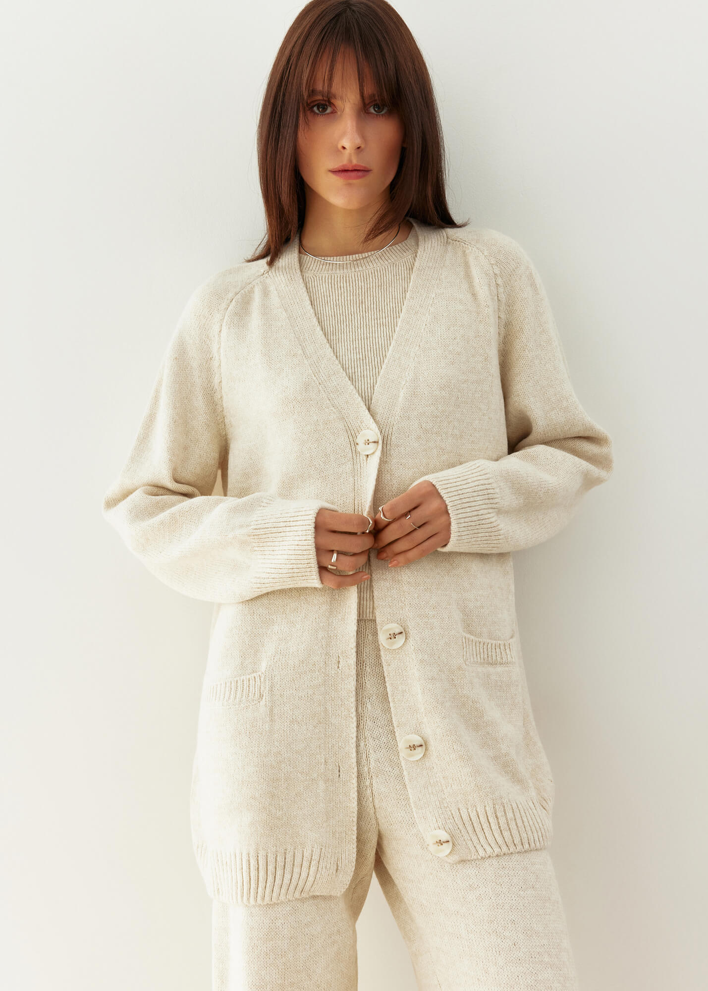 Зимний вязаный кардиган из шерсти, с карманами, на пуговицах, 25 Union Казахстан