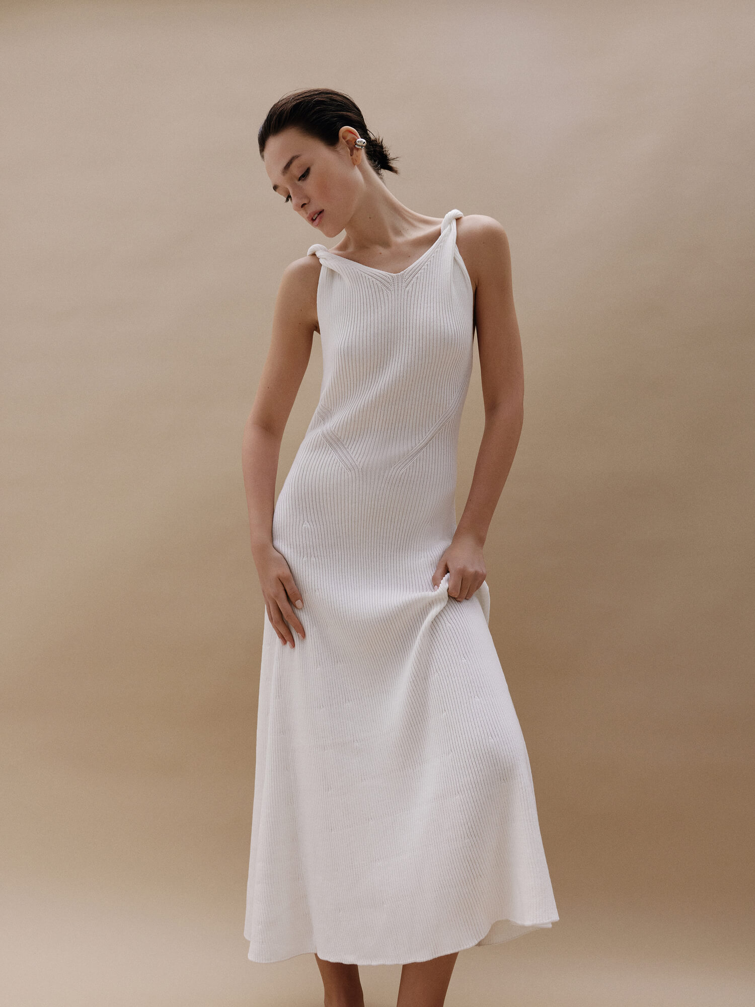 White summer knit A-line dress, 25 Union Kazakhstan
