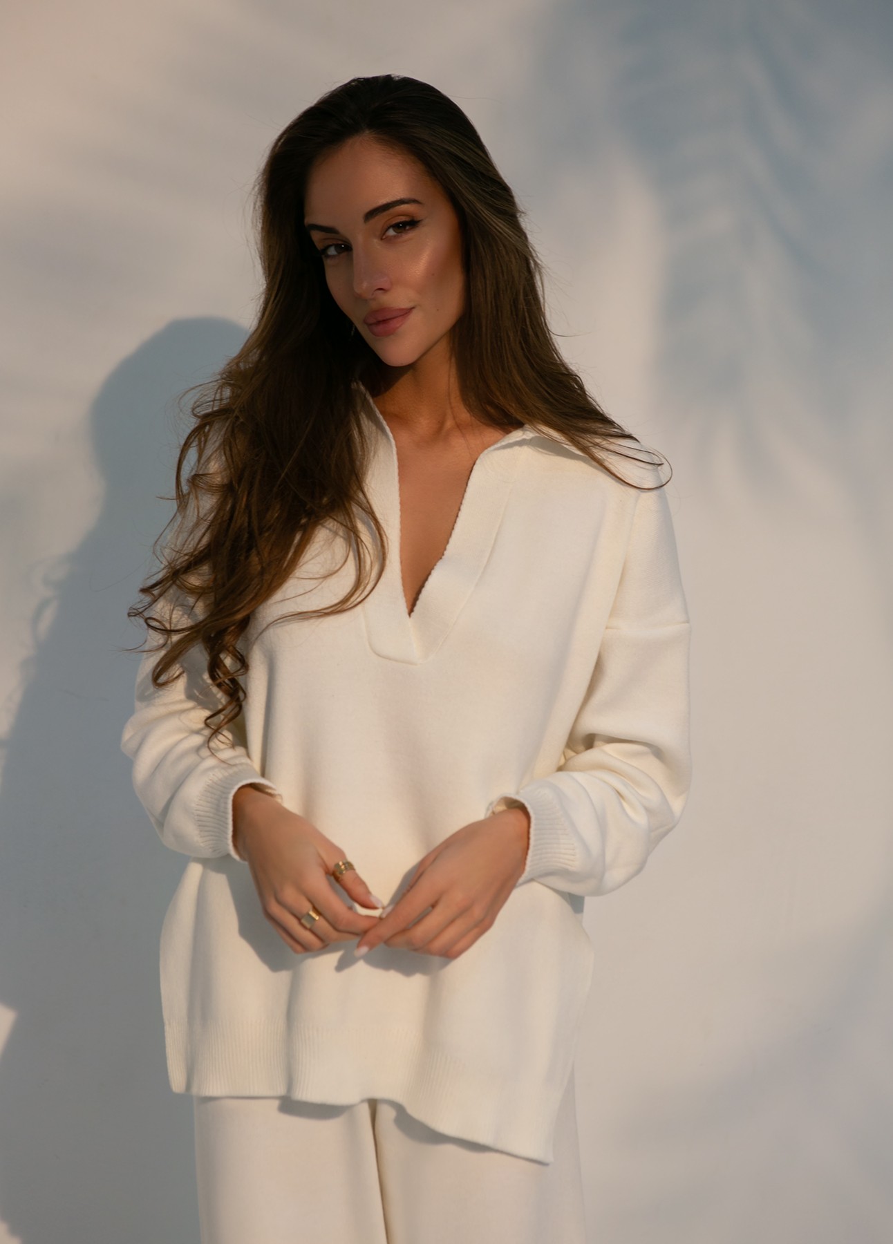 Трикотажный джемпер поло в молочном цвете от 25 Union