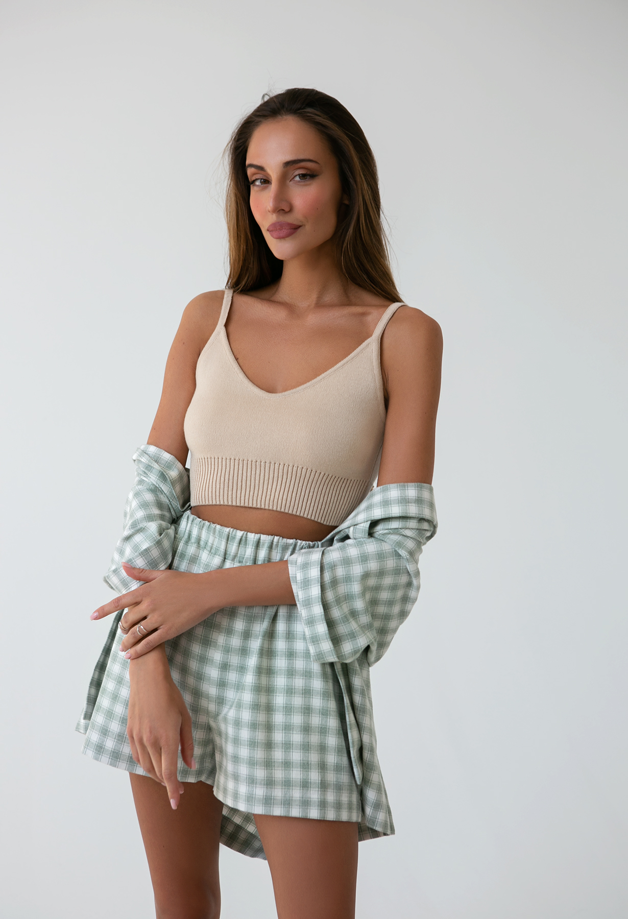 Кроп-топ на бретельках в кремовом цвете от 25 Union